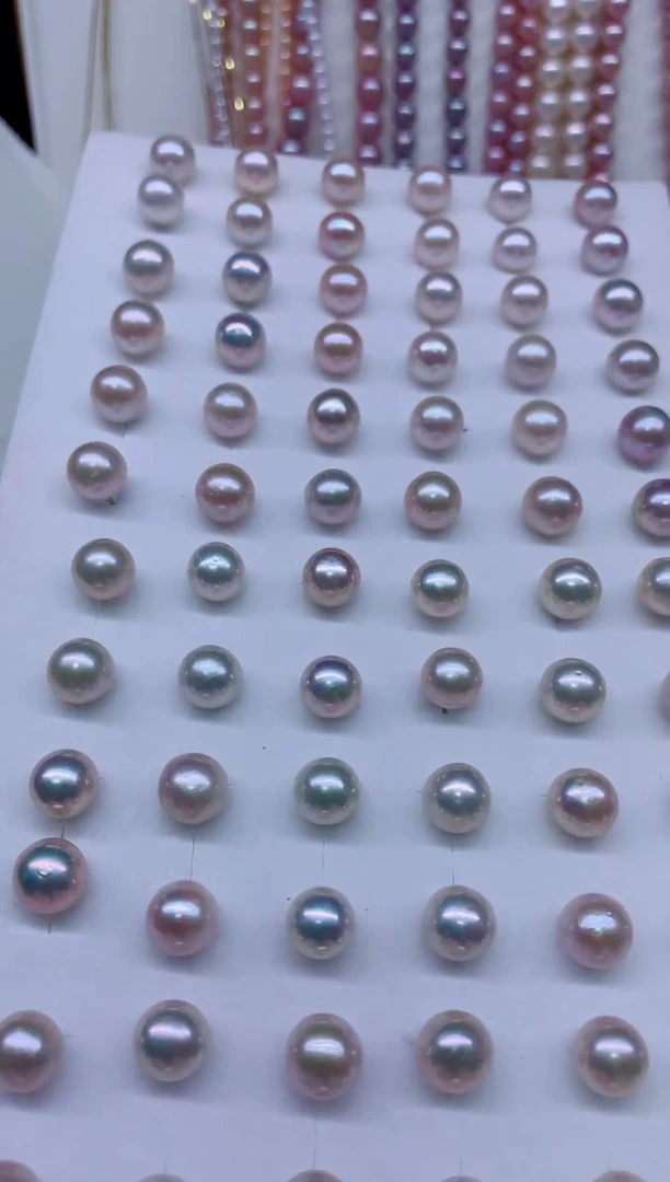 银S925镶嵌淡水珍珠耳钉多样性发其一，非无暇