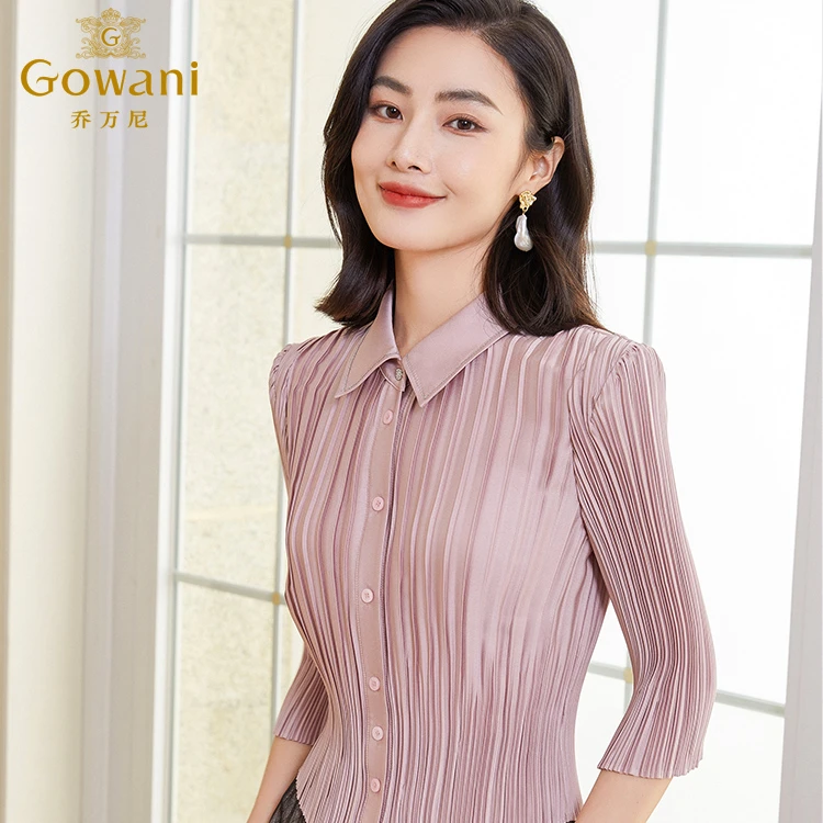 乔万尼新款通勤衬衫商场同款小香风气质收腰小众设计EF3C906