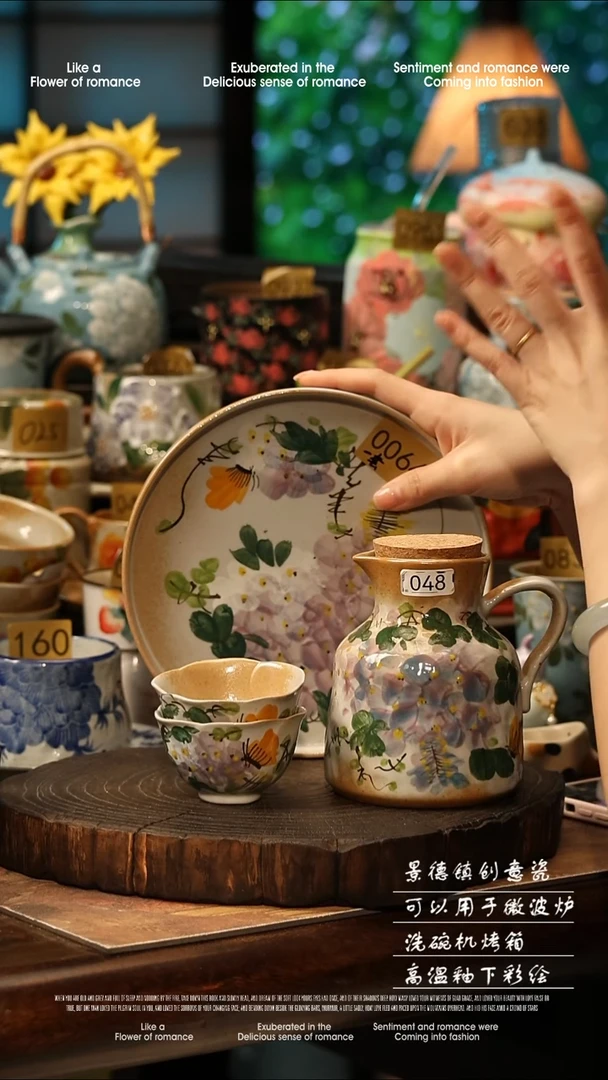 陶瓷景德镇高温釉下彩手工手绘款式