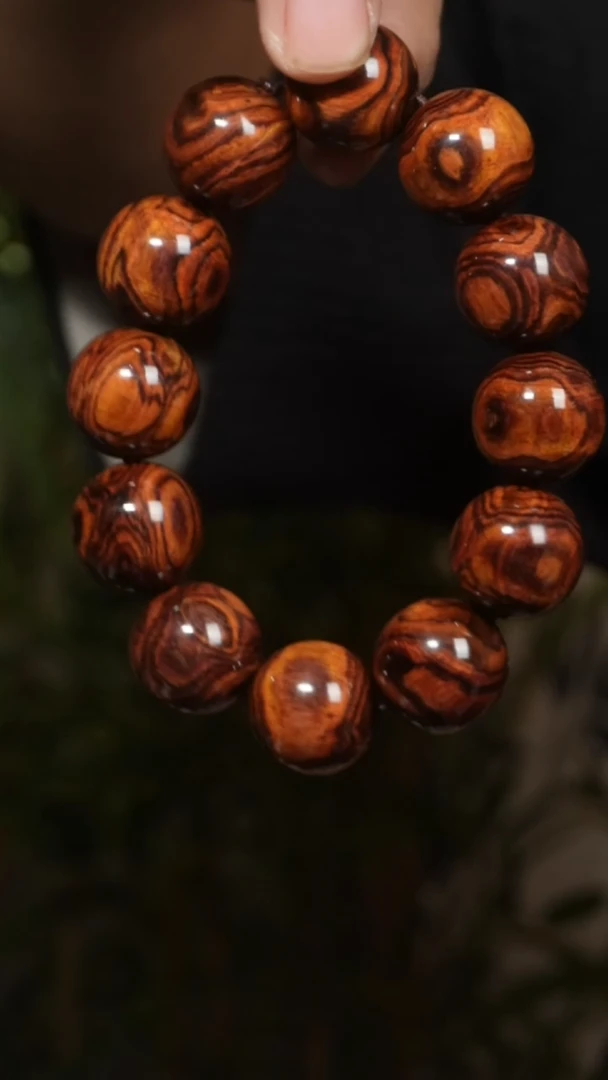 黄花梨/降香黄檀手串/手链海黄鬼脸大黑线手串