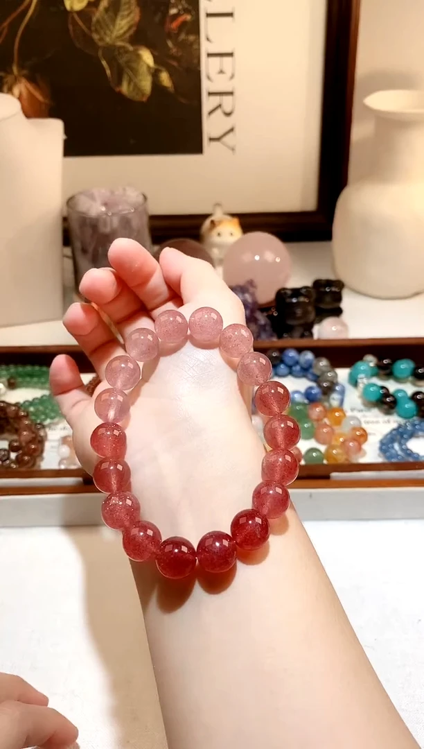 未镶嵌手链石英质玉渐变红草莓手串 11多样性发一