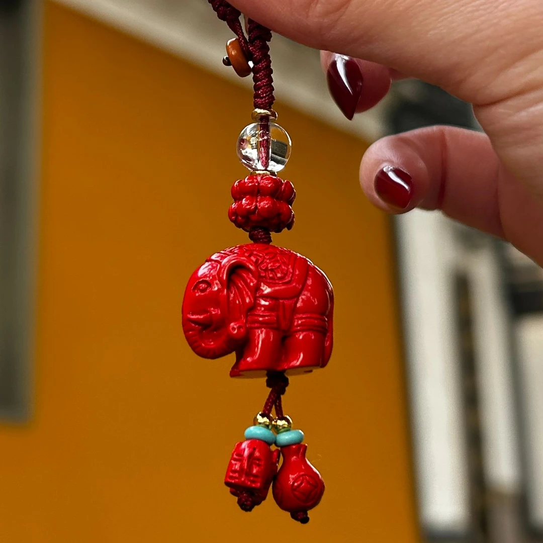含辰砂工艺品普陀山爆款朱砂大象挂件