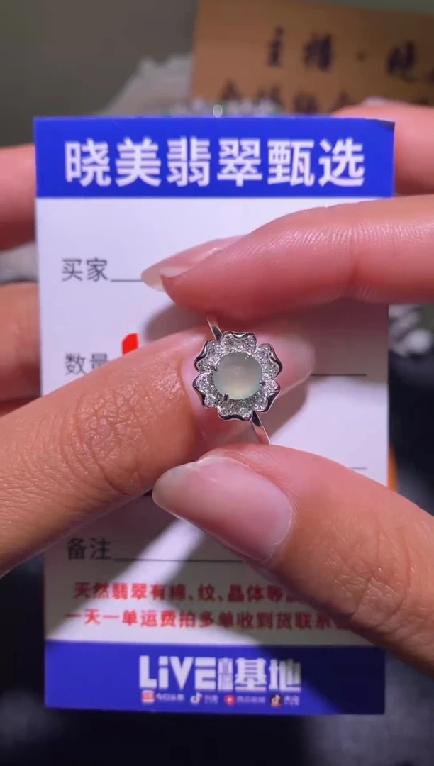 银S925镶嵌戒指翡翠040
