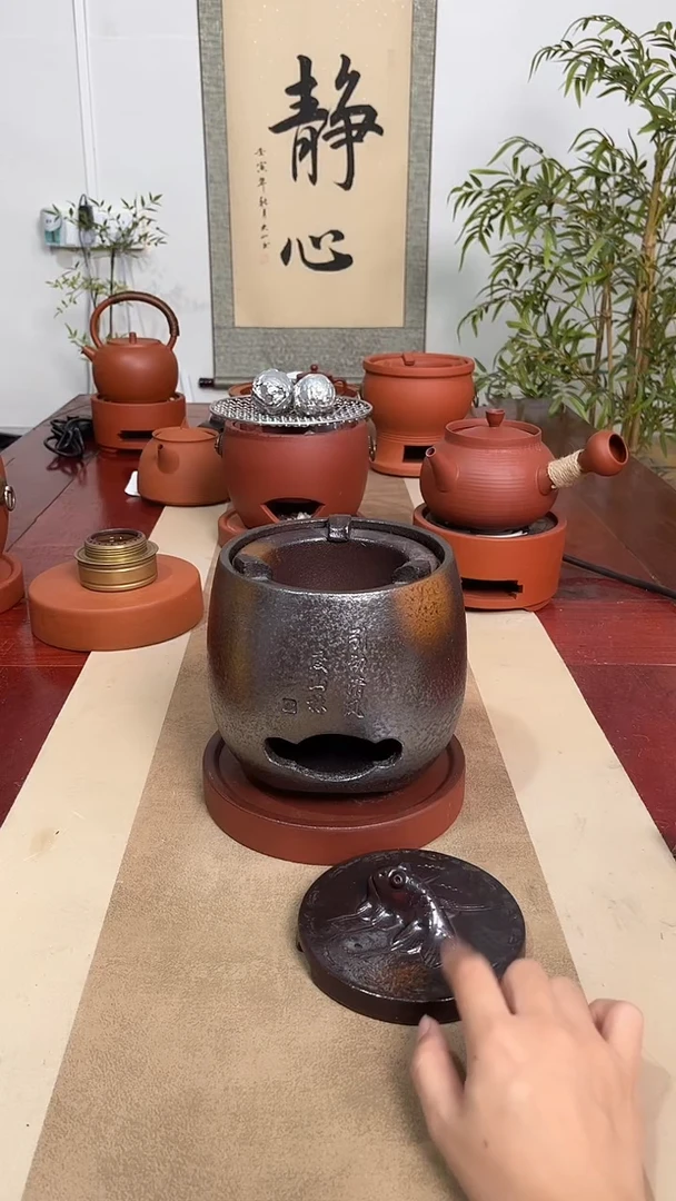 黑色窑变炉＋炉垫＋鱼身盖