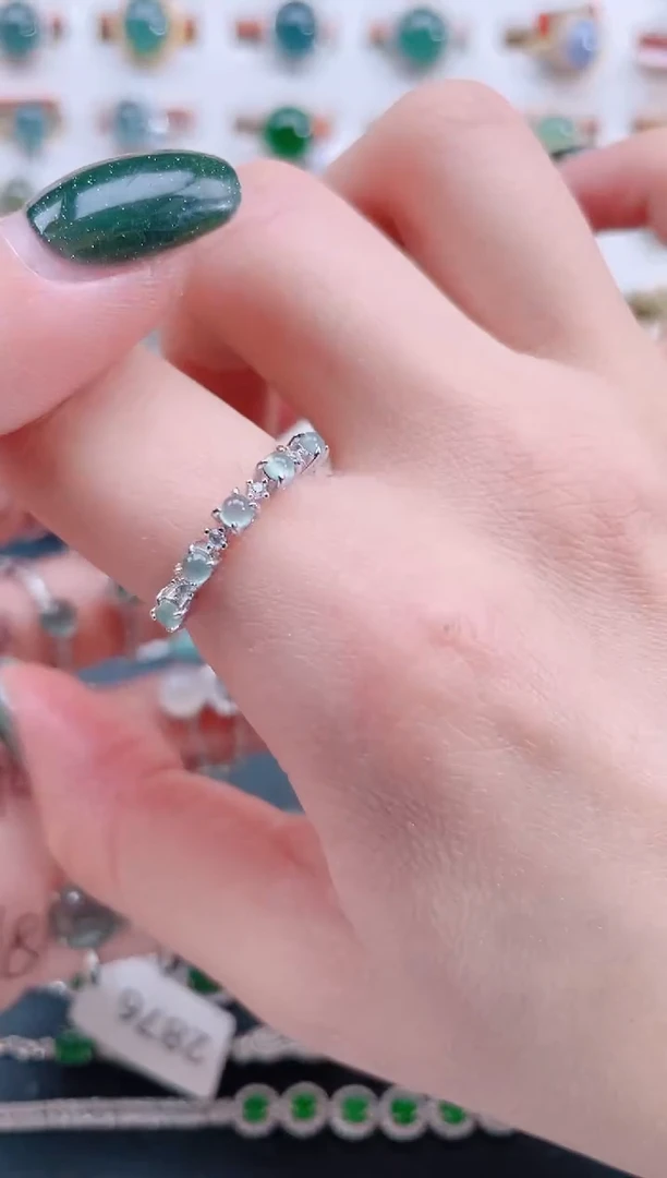 银S925镶嵌戒指翡翠天然翡翠