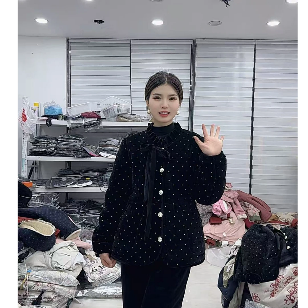 《可外穿》三层夹棉加厚亮晶晶小香风家居服套装