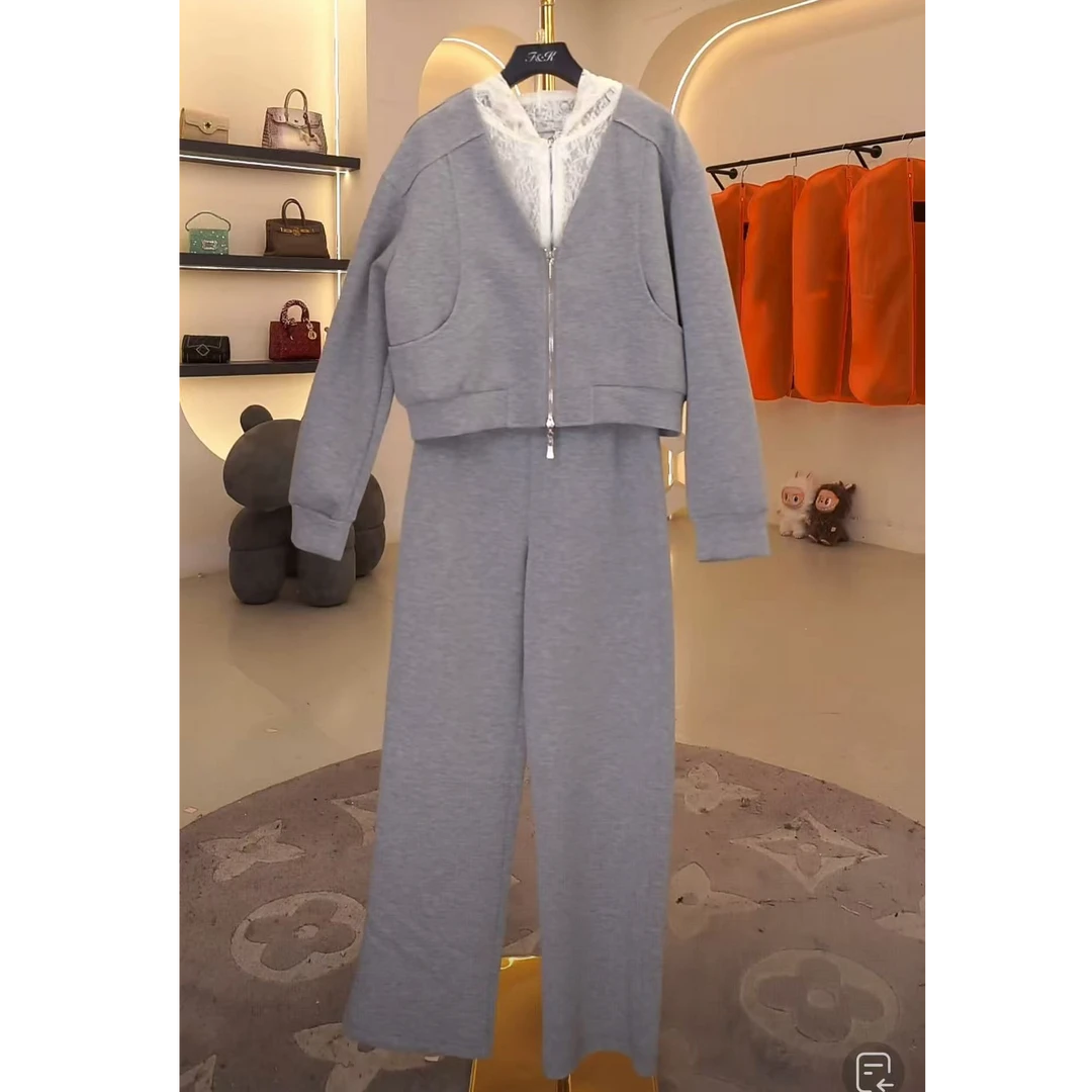 FF3445百搭春季阔腿裤时尚套装女装休闲少女风极简风运动风