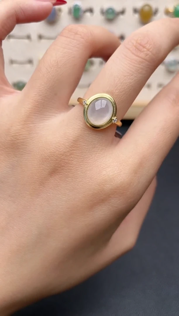 【闪购商品】翡翠戒指银S925镶嵌一物一证一礼盒