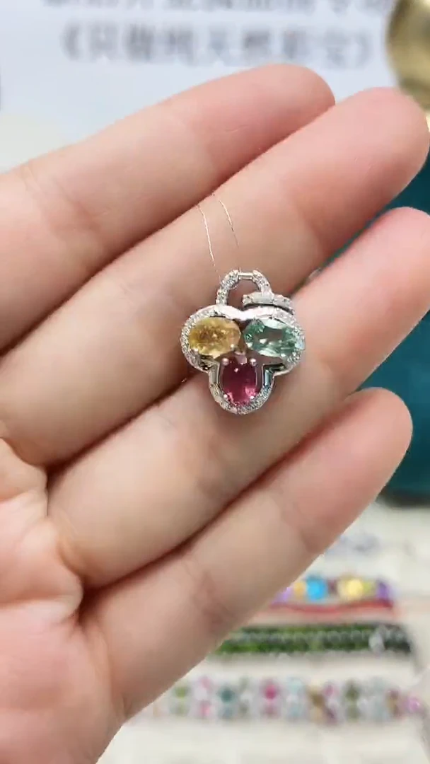 银S925镶嵌吊坠碧玺243ZB1129产品一个（多样性）