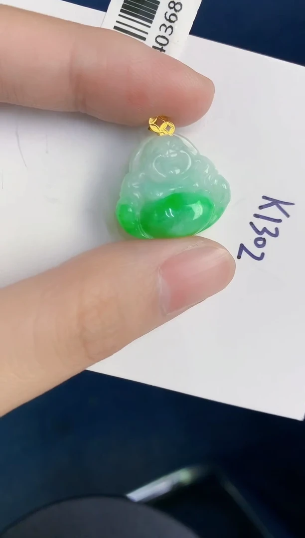 颈饰18K金镶嵌翡翠天然翡翠缅甸A货