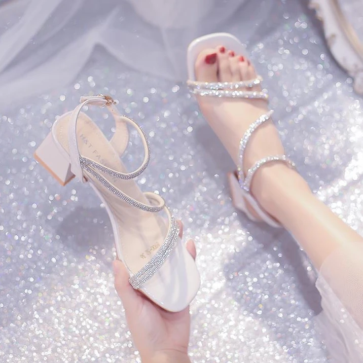 G凉鞋女粗跟25夏季新款外穿时尚百搭仙女风配裙子露趾中跟凉拖鞋