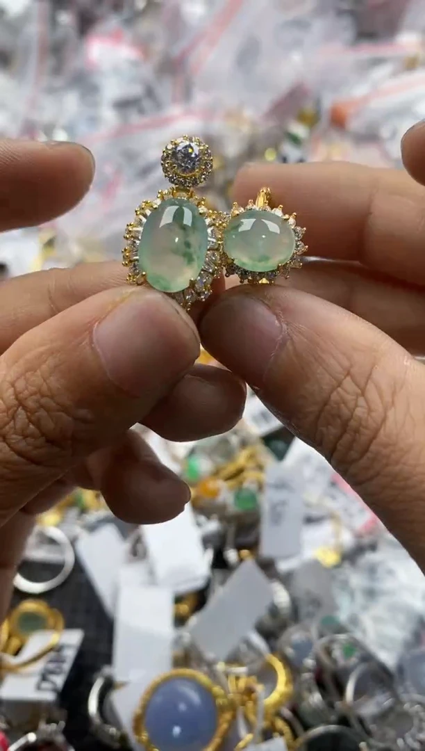 银S925镶嵌戒指翡翠13                5