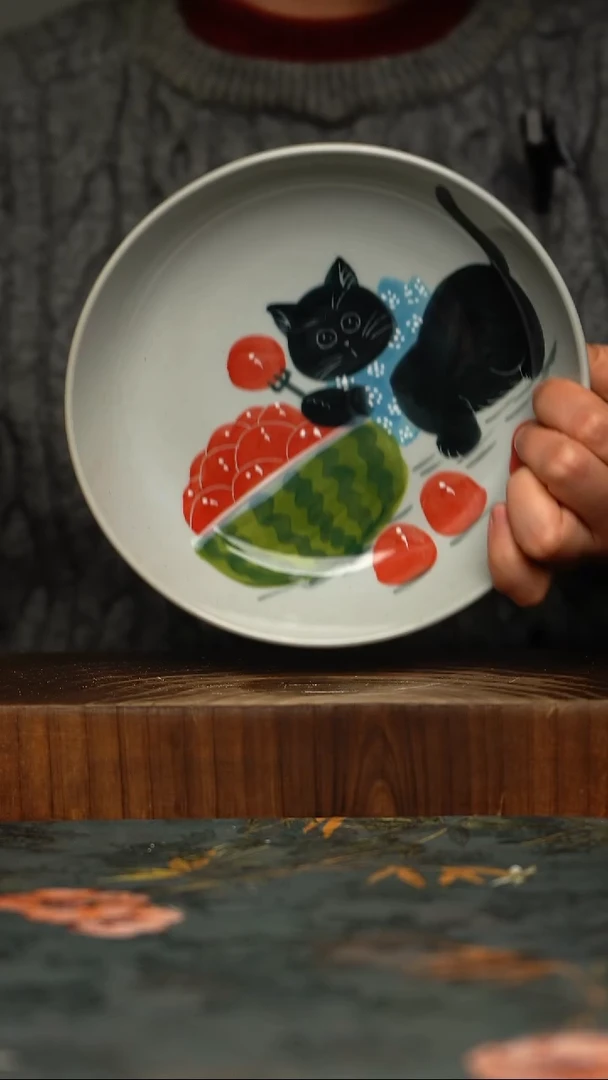 瓷片釉下彩手工手绘同款陶器