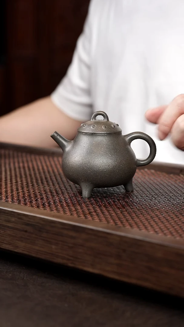 茶壶紫砂6-1 三足鼎 深