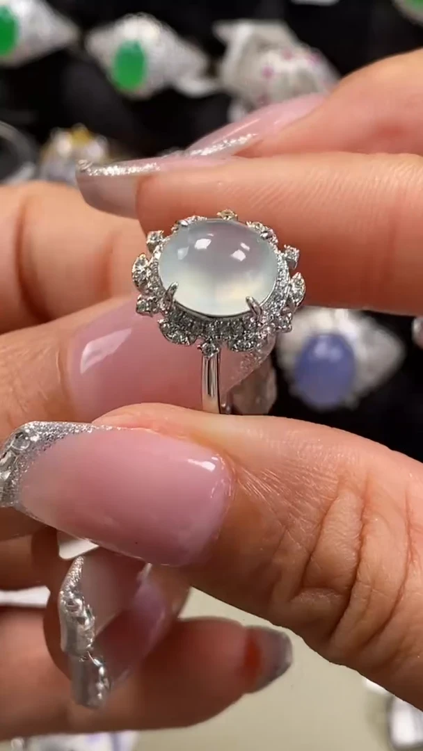 【闪购商品】翡翠戒指银S925镶嵌9255