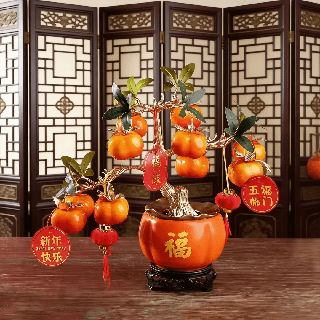 新年柿子摆件石榴摆件葫芦摆件家居饰品元旦春节喜庆客厅装饰新款