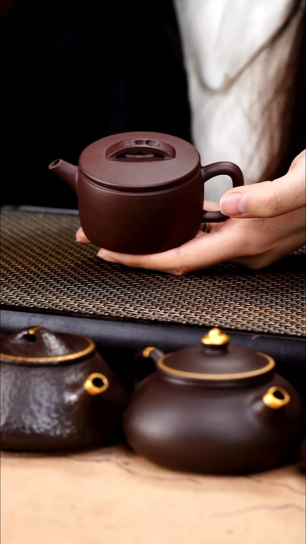 茶壶紫砂深井紫泥超精工平底小汉瓦130cc