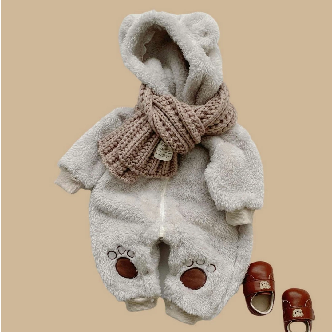 【米灰小熊】超舒适   ！ 双面绒小熊连体衣爬服7126