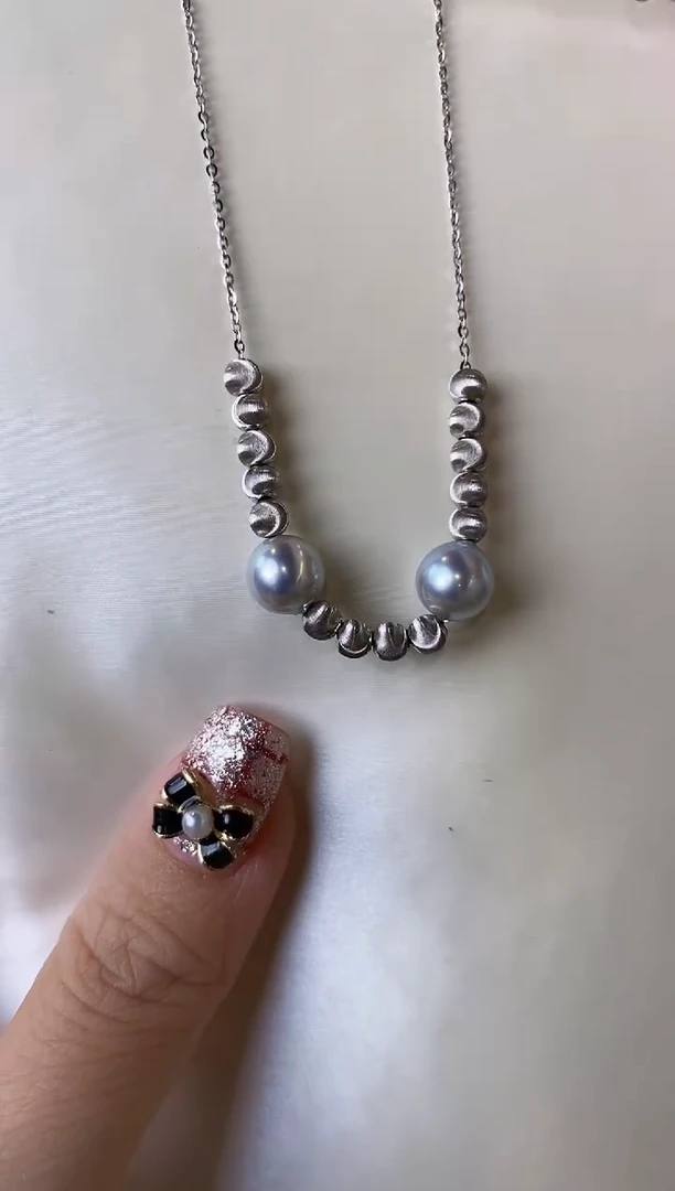 【闪购商品】海水珍珠项链银S925镶嵌7-8真多麻项链