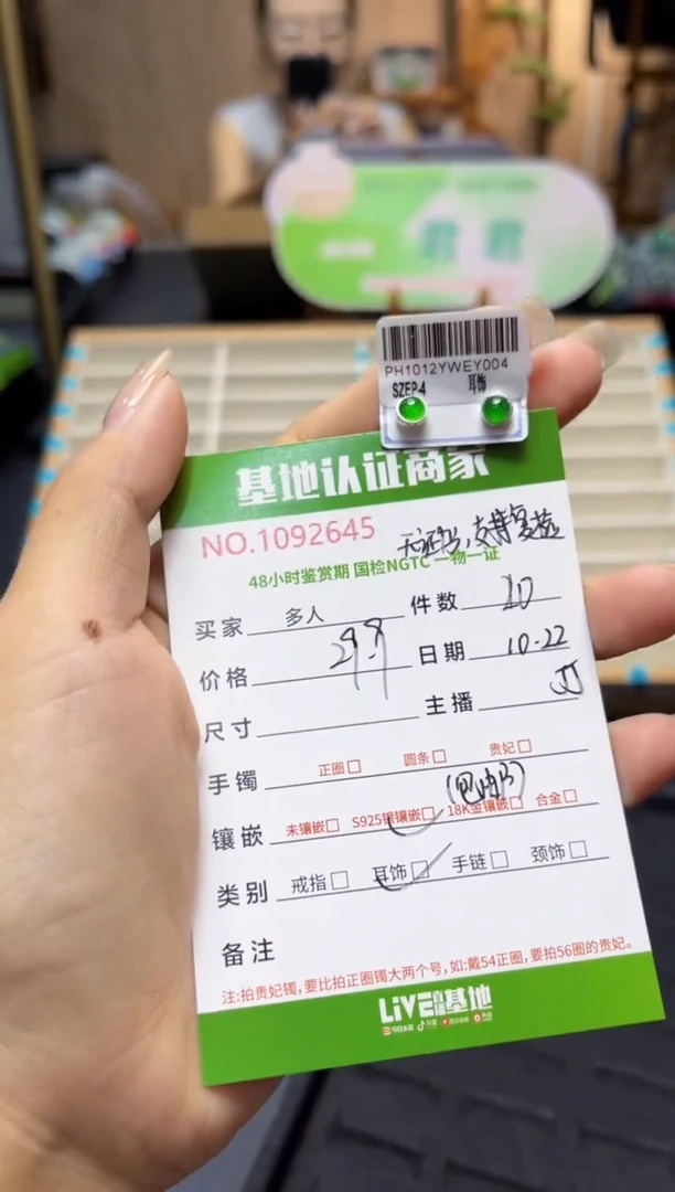 银S925镶嵌翡翠耳饰多样性发货/1092645