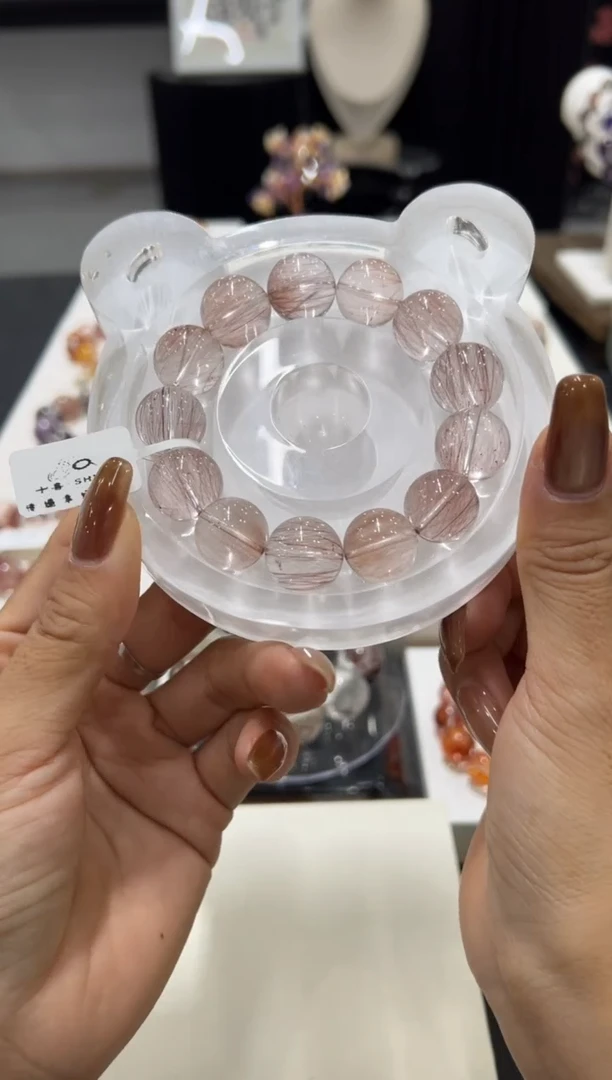 未镶嵌手串水晶粉红钢丝