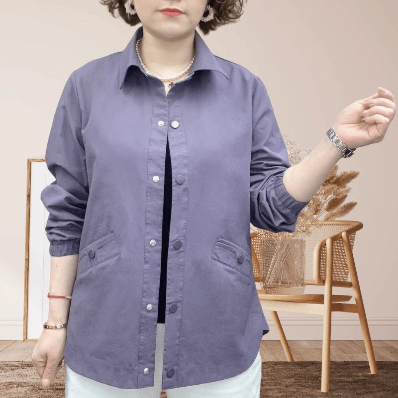 气质显瘦舒适爆款长袖上衣女秋新款时尚休闲宽松遮肉百搭减龄外套