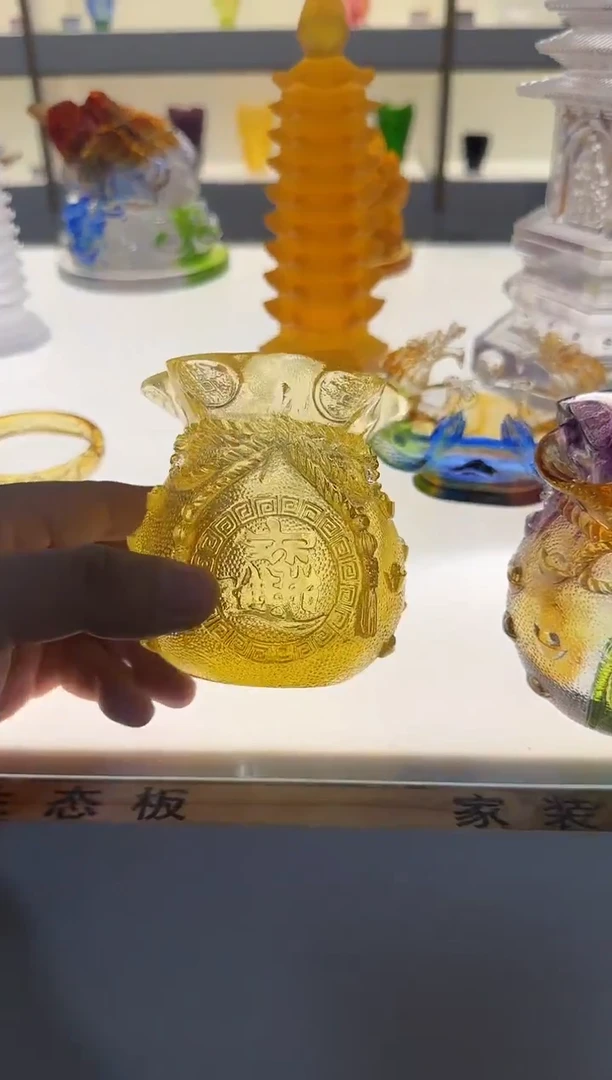 手工艺品琉璃金色钱袋子