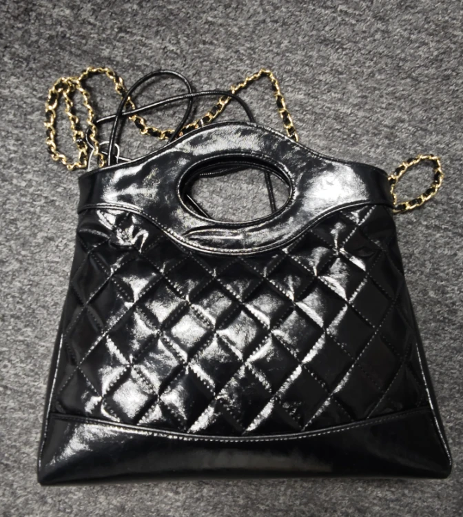 LQ-WITH-QUEEN真皮女包前袋子黑色-大号