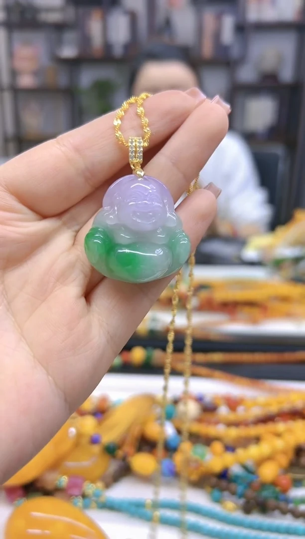 【闪购商品】翡翠吊坠(赠链)银S925镀金镶嵌D222