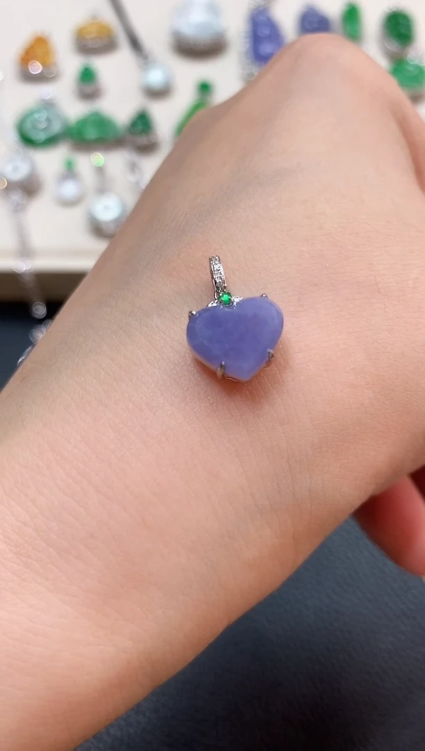 翡翠18K金镶嵌吊坠(不含链)b29有色差多样性一件发货