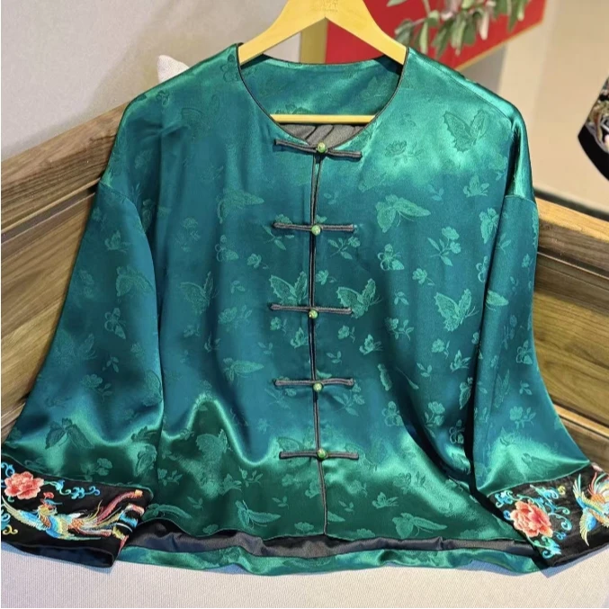 沁园春 芳华设计新中式复古提花刺绣拼接外套中国风重工女士外套