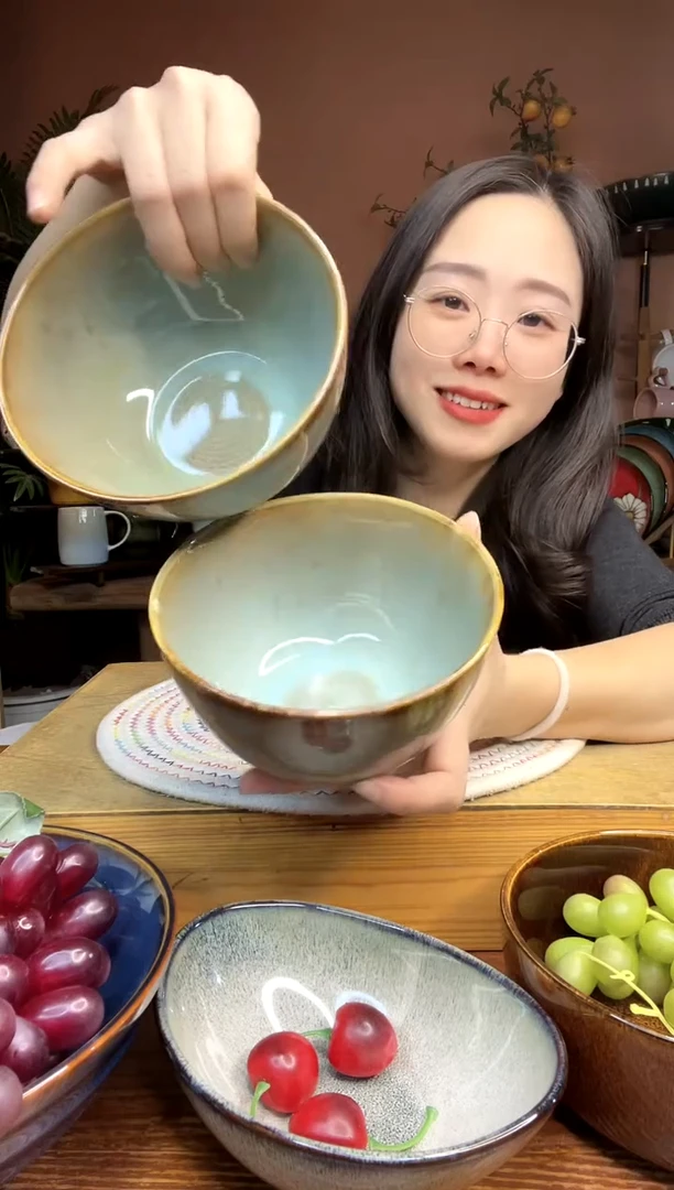 陶瓷5.3英寸螺纹复古米饭碗 2件 微瑕疵