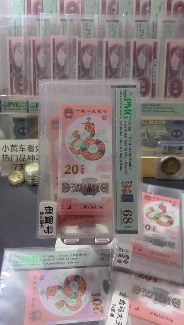 塑料何****字蛇钞pmg68倒置四标尾096