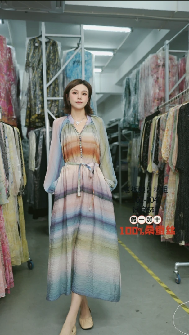 【林姐真丝-赤霞橘光】重磅100桑蚕丝连衣裙YL-888