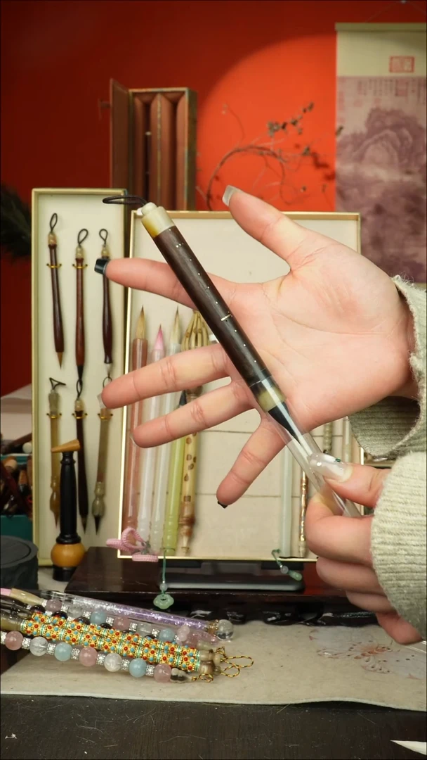 456号闪孤品高货毛笔链接 清水试笔 蘸墨不退