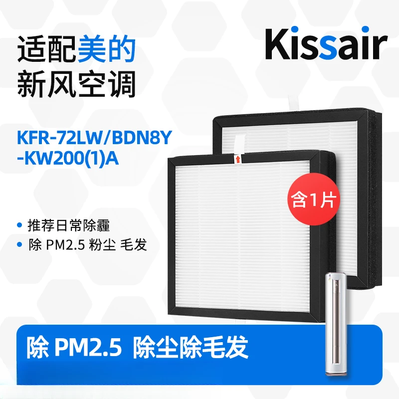 适配美的空调挂机滤芯KFR-72LW/BDN8Y-KW200(1)A除尘过滤网