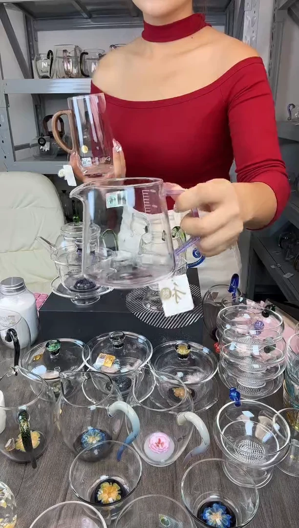 手工艺品玻璃禾器 承轩茶海 浅紫色