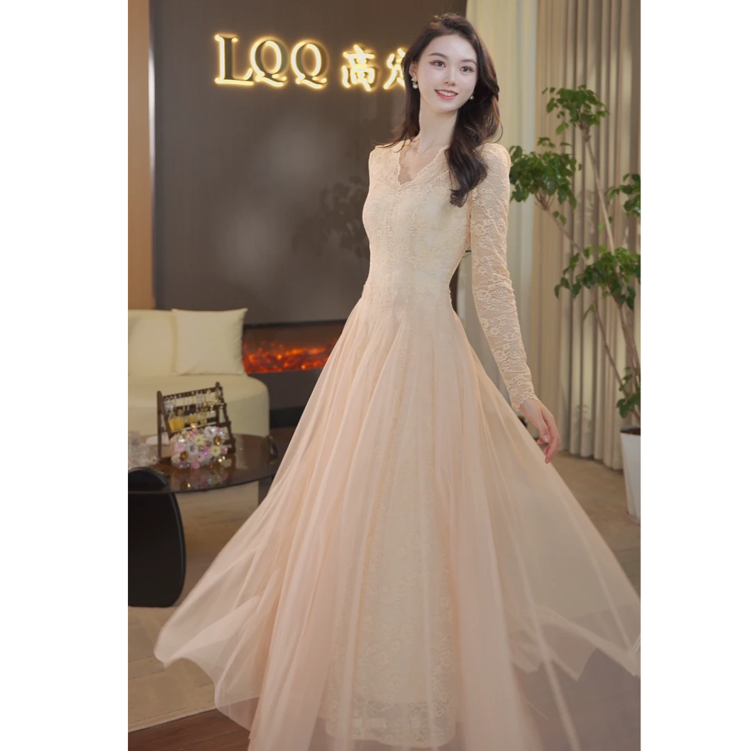 七七-【轻轻语】法式温柔千金感高级气质名媛风绝美连衣裙-LQ071