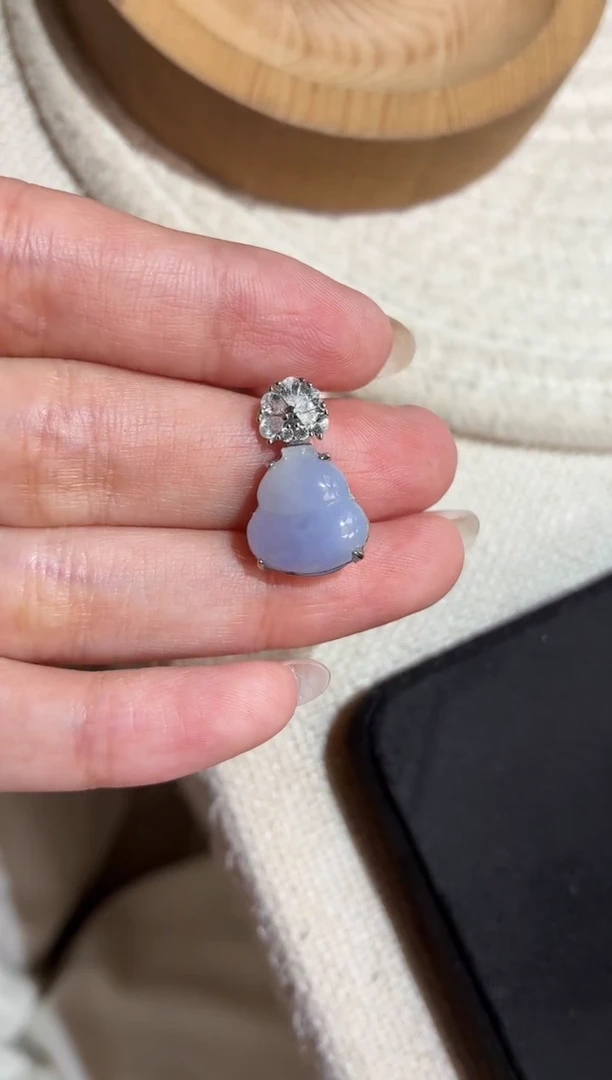 吊坠(不含链)银S925镶嵌翡翠【挽石珠宝】葫芦