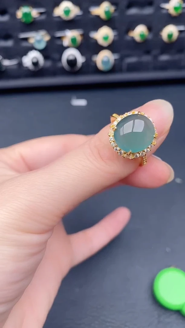 银S925镶嵌戒指翡翠天然a货翡翠157