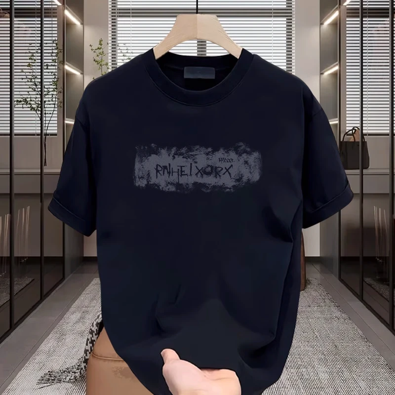 夏季港风休闲时尚纯棉短袖T恤男女潮牌创意印花圆领宽松百搭上衣