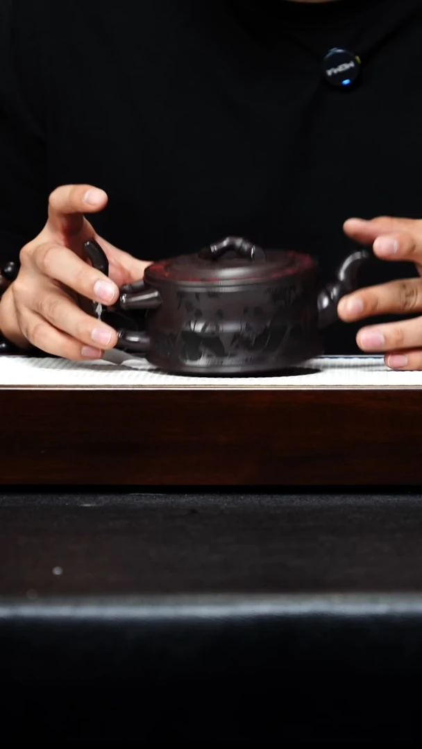 茶壶紫砂宜兴紫砂 熊猫竹段 紫茄泥 徐伟伟h460