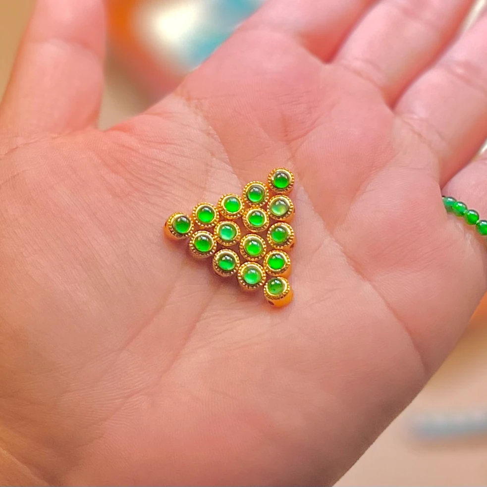 （小豆丁一颗）天然翡翠a货 s925镶嵌