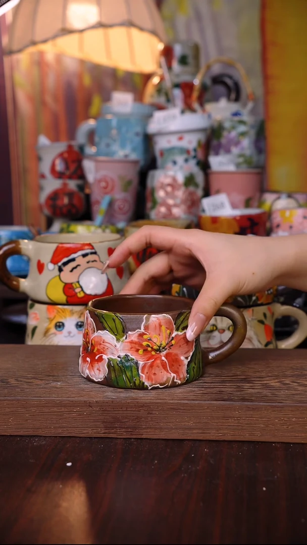 杯子陶泥垚手作 景德镇手工手绘陶瓷器物