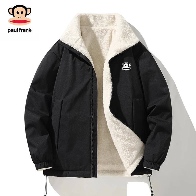 PaulFrank/大嘴猴摇粒绒双面穿加厚棉服男2025秋冬季保暖外套