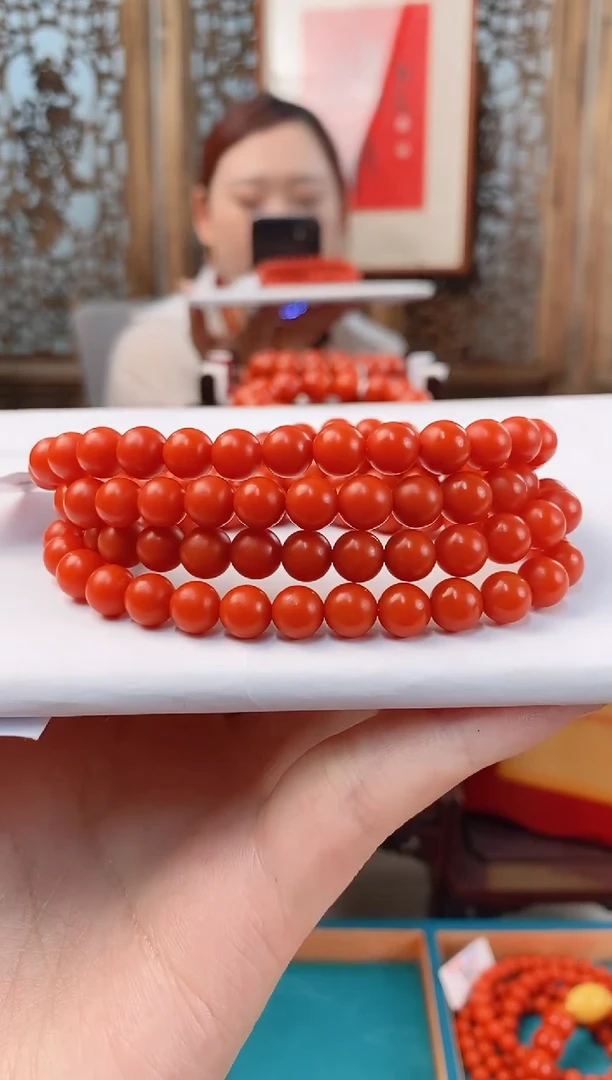 手串未镶嵌南红玛瑙L****9收藏级保山南红多圈7.5+mm