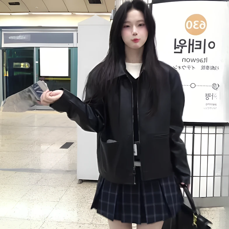 韩系皮衣短外套2025女士新款早秋美式爆款小个子皮夹克上衣女装