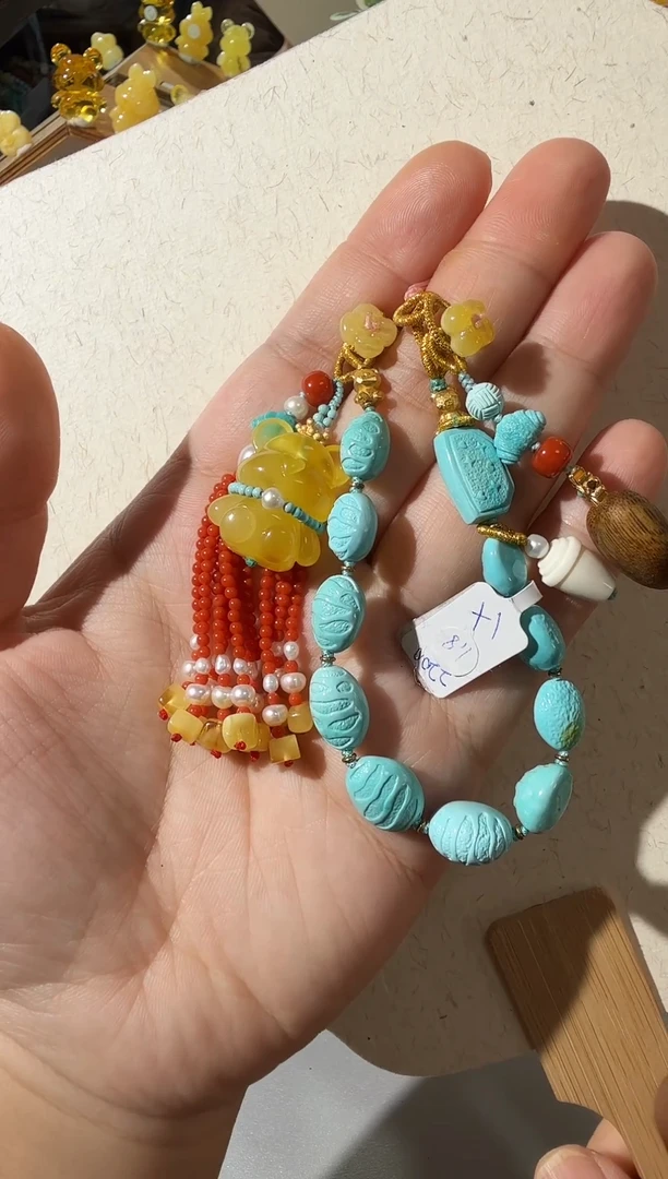 手链蜜蜡未镶嵌蜜蜡绿松石手机挂