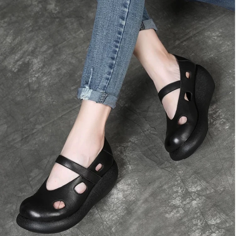 小皮鞋妈妈鞋子春夏皮鞋软底工作上班单鞋中年女鞋6-5-11