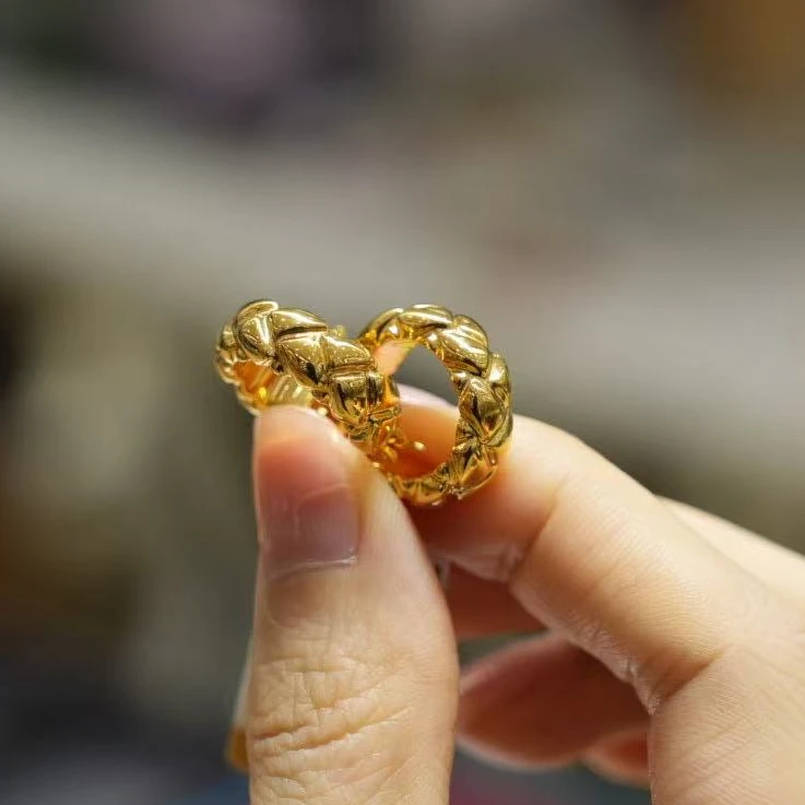 【巧玲专属】足金999小香风菱格耳环 2.41